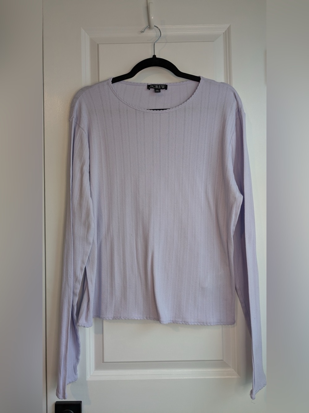 J. Crew Women’s Pointelle Cotton Long Sleeve Shirt Light Purple Size XXL